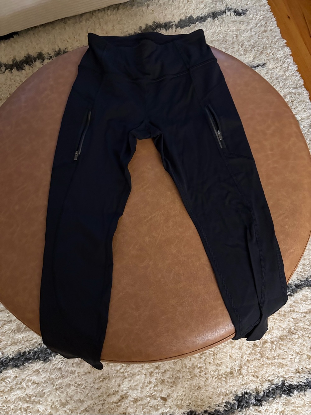 Athleta Black High-Waist Performance Leggings with Zip Pockets